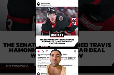 Ottawa Senators sign Travis Hamonic to a two year contract at $1.1 million AAV