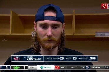 Joonas Korpisalo on the team's effort in front of the net