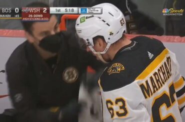 Brad Marchand Bloody After Getting Cut By Nic Dowd