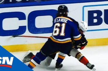 Jamie Drysdale Is Slow To Get Up After Huge Hit From Jacob de la Rose