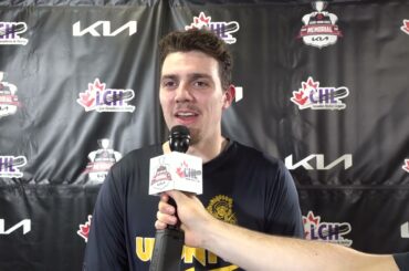 Nadeau and Bourque having fun during the Post-Game Comments - 23-06-22