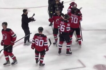 NJ Devils WIN Game 5 vs. NY Rangers AKIRA SCHMID Celebration