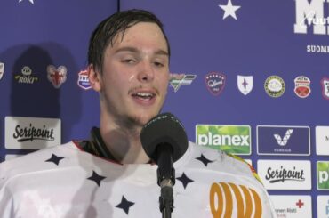 Joel Blomqvist haastattelussa 3. finaaliottelun jälkeen