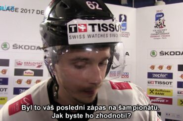 Denis Malgin po zápase Švýcarsko - Švédsko 1:3