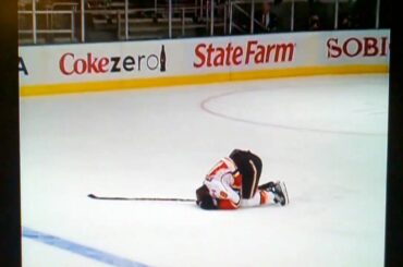 Marc Staal rocks Matt Stajan - New York Rangers vs. Calgary Flames