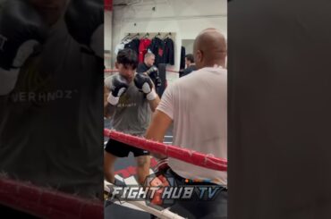 Ryan Garcia training with Derrick James drilling boxing fundamentals for return!
