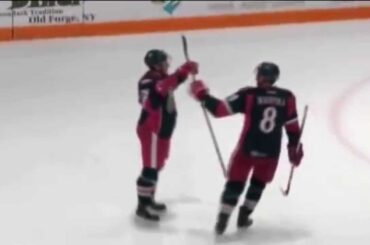 Dylan Larkin's First Pro Goal with help from Andreas Athanasiou and Anthony Mantha