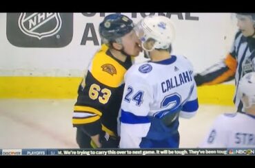 Brad Marchand licks Ryan Callahan - Tampa Bay Lightning at Boston Bruins Game 4