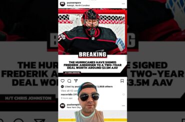 Carolina Hurricanes sign Frederik Andersen to a two year contract at $3.5 million AAV