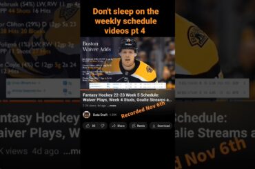 Don't sleep on the weekly schedule videos pt 4: Connor Clifton
