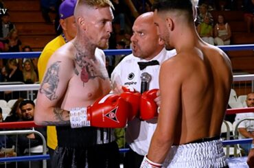 Owen Edwards v Luke Middleton at VIP's show at Wakefield's Lightwaves on July 22nd 2023.