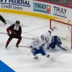 Martin Necas Dekes Around Andrei Vasilevskiy But Whiffs On Wide-Open Net