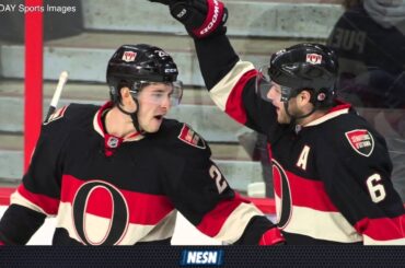 Senators' Curtis Lazar Eats Burger Thrown On Ice After Win Vs. Bruins