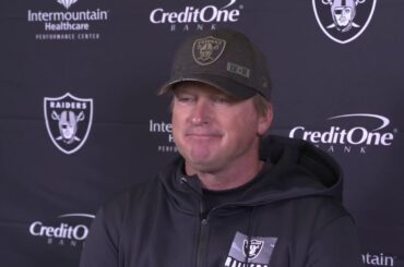 Raiders Jon Gruden on the upcoming game against Chargers. Dec 16, 2020