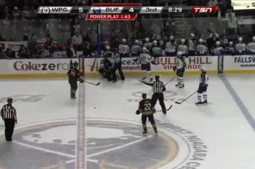 Jim Slater levels Tyler Myers [HD] {Dual-Feed}