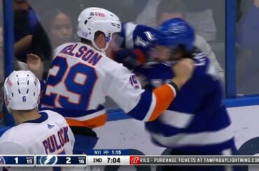 Anthony Cirelli Catches Brock Nelson With A Few After His Charging Major On Killorn In The Corner
