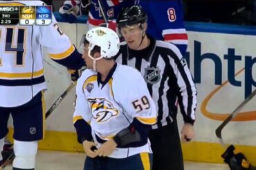 Oscar Lindberg Hits Roman Josi