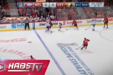 Mise en échec de Dale Weise sur Jean-Gabriel Pageau lors du match 4 / Weise hit on  Pageau