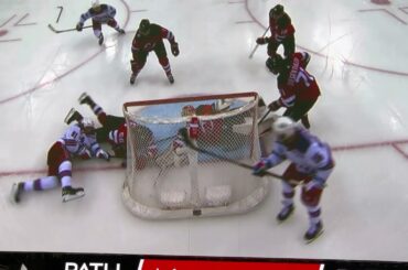 Akira Schmid NJ Devils AMAZING Goal Line Save Game 5 vs. NY Rangers Jumbotron In Arena View