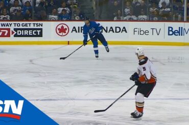 Jacob Trouba’s Pinpoint Pass Beats Ducks’ Defence, Finds Jack Roslovic For Smooth Goal