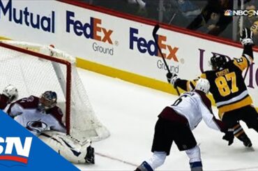 Sidney Crosby Fights Off Erik Johnson, Scores Beautiful Backhand Goal