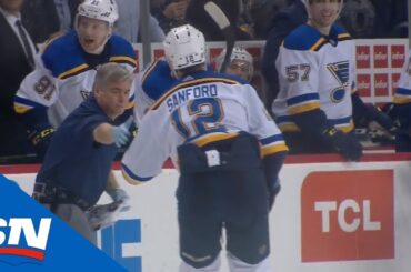 St. Louis Blues Trainer Jumps On Ice During Play To Help A Groggy Zach Sanford