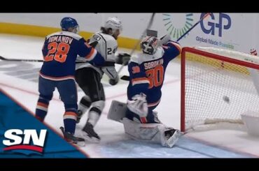 Kings' Phillip Danault Nabs Goal After Alexander Romanov Tips It Into His Own Net