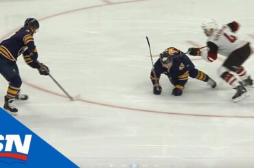 Sabres’ Mittelstadt Wrists Top Shelf as Sheary Falls Making Pass