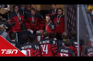 Must See: Shane Wright mobbed by teammates during TSN interview