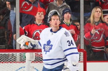 James Reimer makes a late paddle save on Jagr