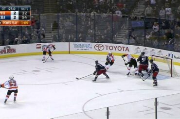 Gotta See It: Gostisbehere catches air to keep puck onside