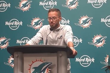 Coach McDaniel speaks on the Offense' struggles vs. Defense in the scrimmage at Hard Rock Stadium