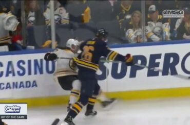 Rasmus Dahlin Drills Ryan Donato Into The Boards In Sabres Season Opener