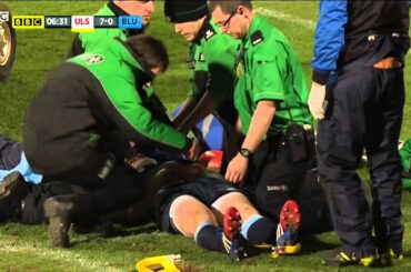 Nick Williams reckless hit causes a serious injury to Rhys Patchell (Ulster v Cardiff Blues 2015)