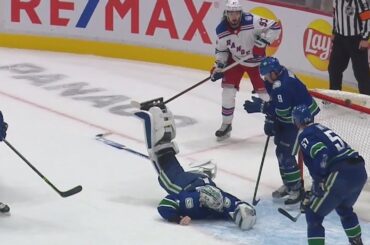 Thatcher Demko Loses Glove Makes Saves As Play Continues