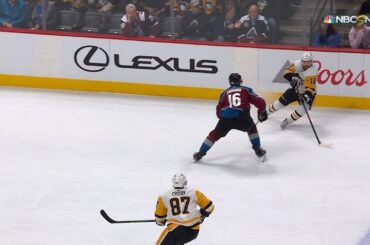 Nikita Zadorov levels Dominik Simon with bone-crunching hit