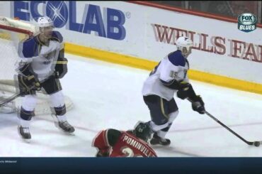 Brian Elliott robs Mikael Granlund with stick St. Louis Blues vs Minnesota Wild 3/9/14 NHL Hockey.