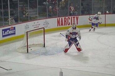 Laval Rocket goalie Joe Vrbetic warms up 12/9/22