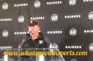 Oakland Raiders Head Coach Jon Gruden speaks postgame about the fans turnout vs the LA Chargers