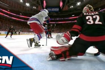 Chris Kreider Deflects Mika Zibanejad Shot Past Antti Raanta For A Power-Play Goal