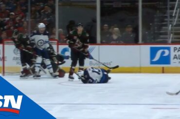 Tyler Myers' Slap Shot Catches Back Of Winnipeg Jets Teammate's Head