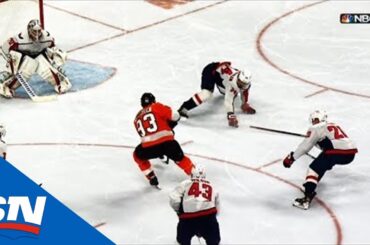 Jakub Voracek Cuts To Middle, Slides Puck Over To Claude Giroux For Goal