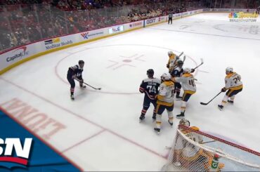 Evgeny Kuznetsov Sneaks Out From Behind The Net And Picks It Short Side On Juuse Saros