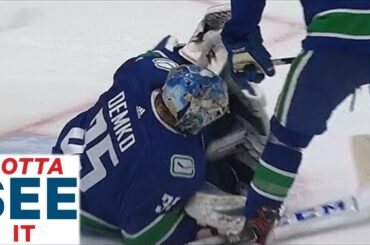 Gotta See It: Thatcher Demko Stacks The Pads To Deny Maple Leafs