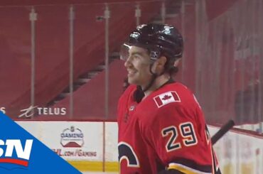 Andrew Mangiapane Finds Dillon Dube In Slot With Slick Pass