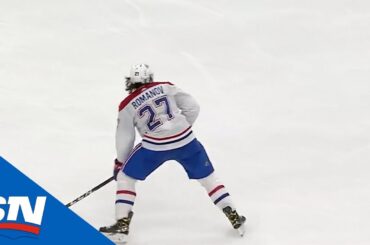 Montreal Canadiens' Alexander Romanov Scores First Career Goal Against Edmonton Oilers