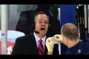 Marc Staal pass on the nose of journalist!!! It hurts!!! 02/07/13