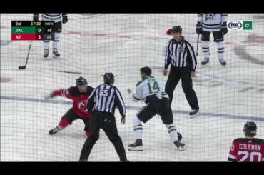 NHL Fight: Dallas Stars' Jamie Benn vs. New Jersey Devils' Miles Wood