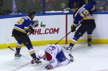 Desharnais injured throwing hit in corner, leaves game