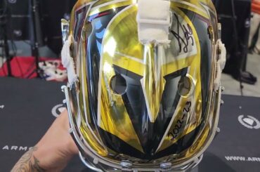 Logan Thompson Game Worn Goalie Mask 2022-23 Las Vegas Golden Knights Stanley Cup Season